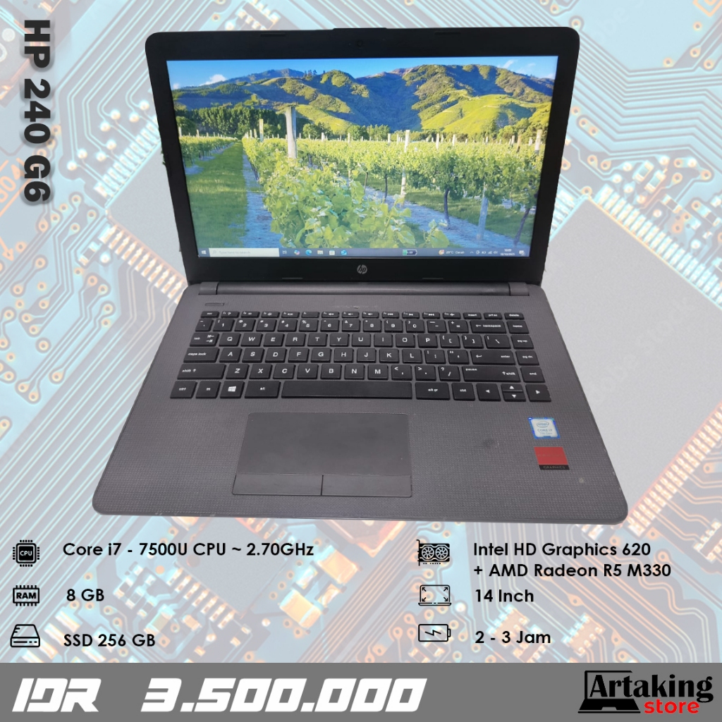 Hp 240 G6 - Core i7 - Gen 7 th - Ram 8 GB - SSD 256 GB - Double VGA