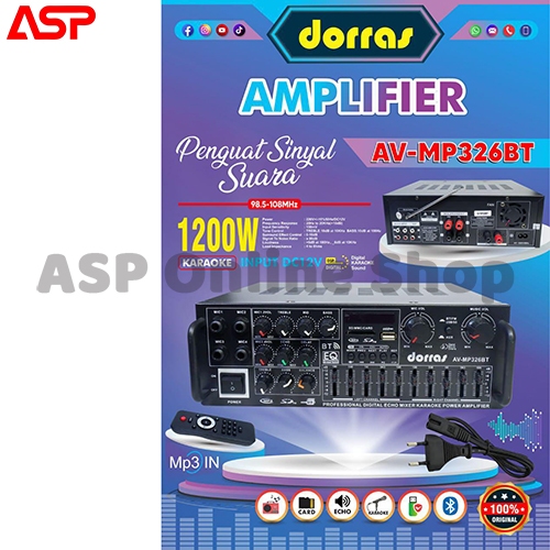 DORRAS AV MP326BT AV-MP326BT AVMP326BT Karaoke Stereo MP3 Player Ampli Power Amplifier Bluetooth