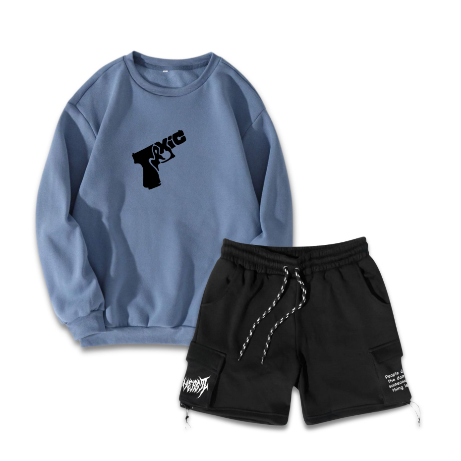 Victorious Stelan Unisex Swetear Crewneck Dengan Celana Cargo Pendek Terbaru Keren Distro Bandung Ba