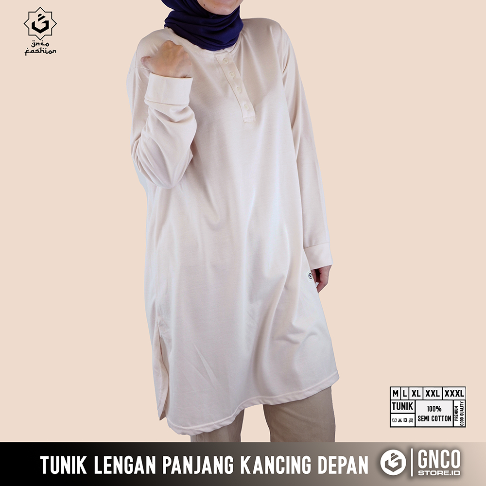 Kaos Wanita TUNIK LENGAN PANJANG MODEL KANCING | Kaos Wanita TUNIK Lengan Panjang | GNCO FASHION