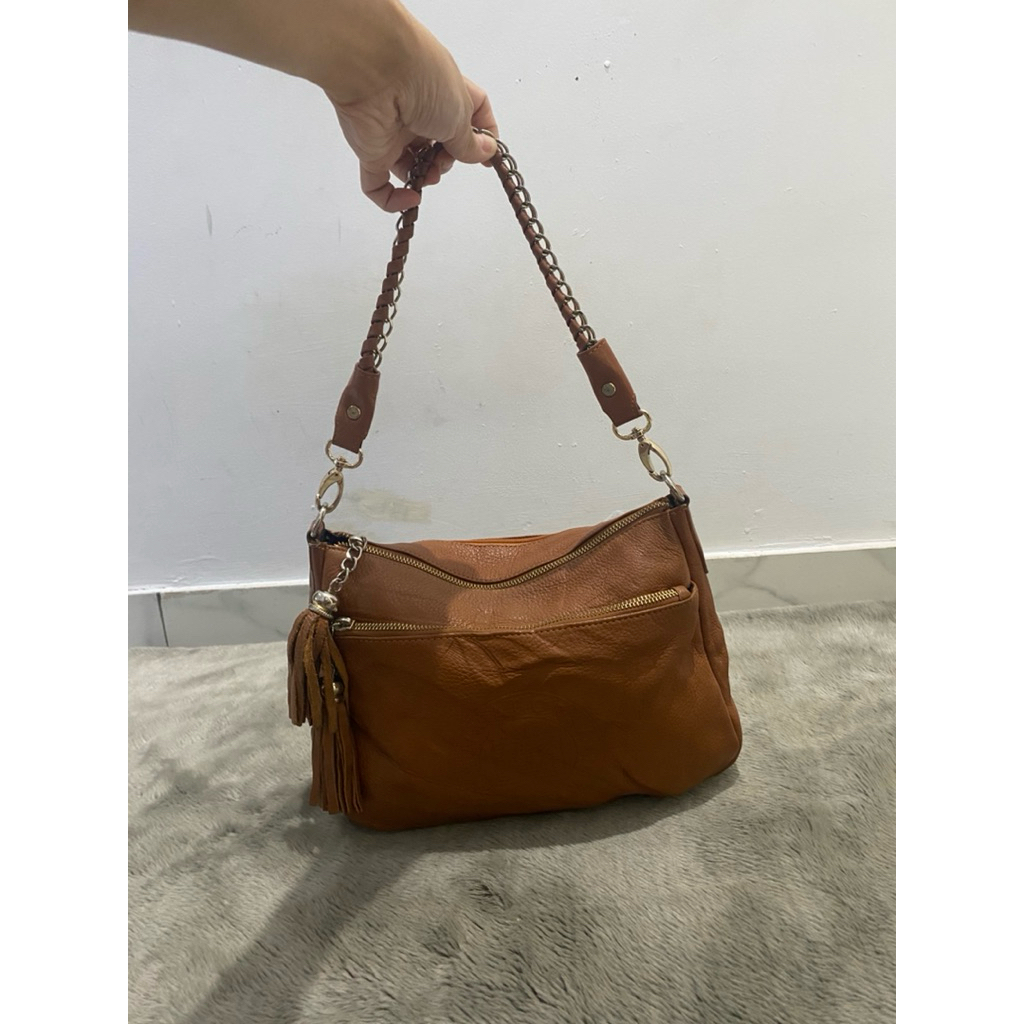 shoulder bag coklat kulit dr dima borsa preloved