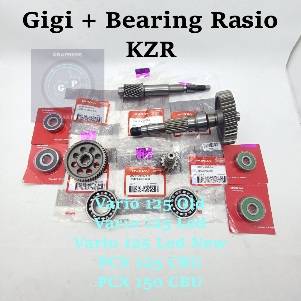 Paket Gigi + Bearing Rasio Set KZR Honda Vario 125 Old Led New Pcx 125 CBU Pcx 150 CBU GIR Gardan
