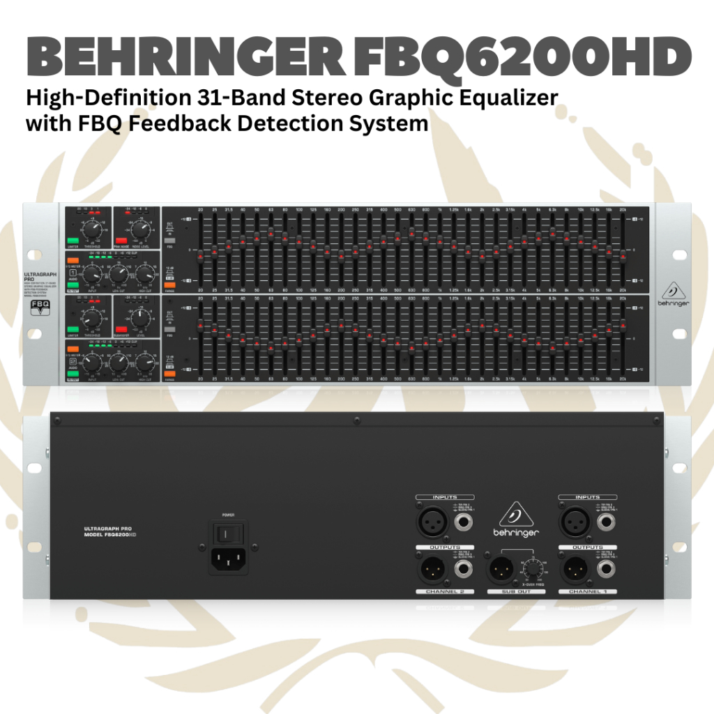 BEHRINGER ULTRAGRAPH PRO FBQ6200HD Stereo Graphic Equalizer with FBQ | FBQ-6200-HD