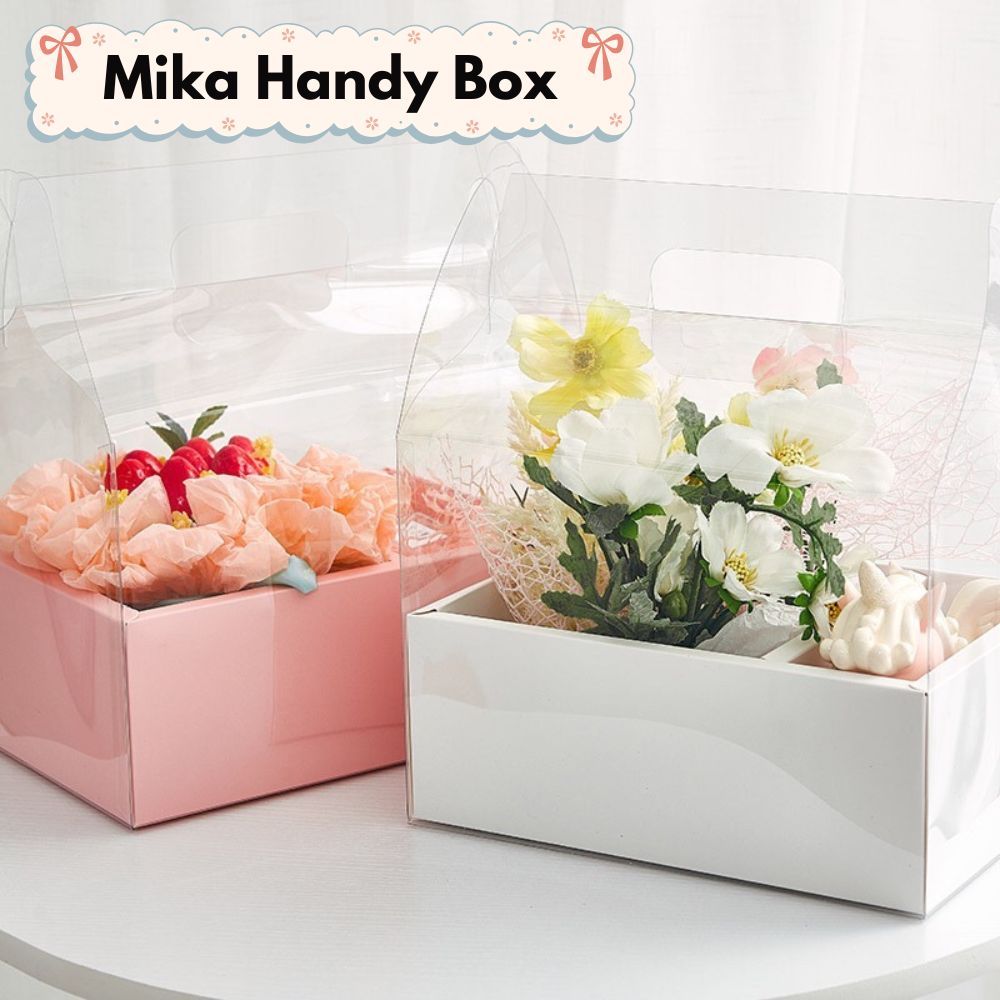 NOSA - MIKA HANDY BOX - Box Bunga Kue Kado Transparan Mika - Box Lipat Florist - Kotak Bunga Kue