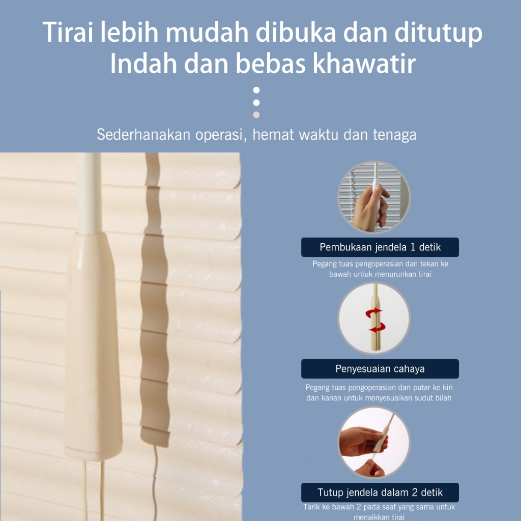 Venetian Blinds Custom Ukuran Krey Indoor Bout 100% Jendela PVC Minimalis Aluminium Gorden Gulung