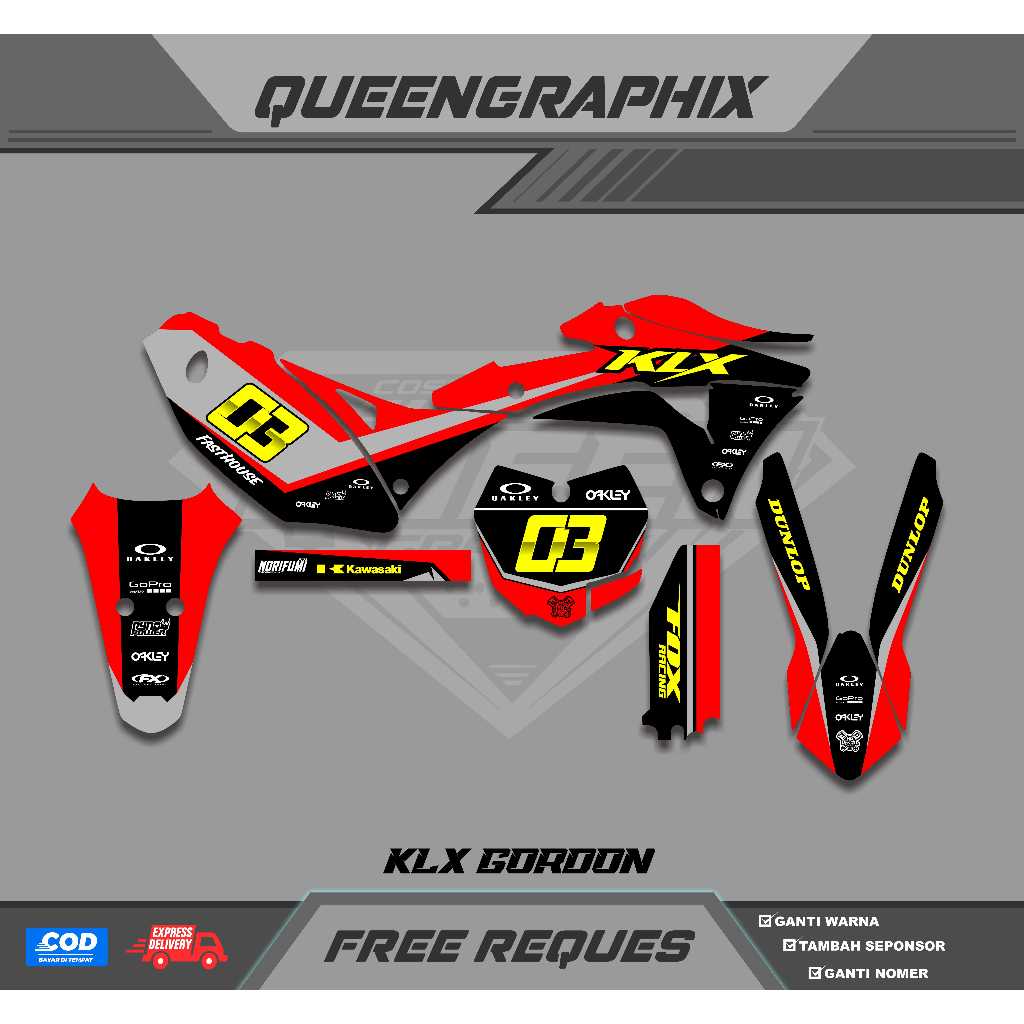 DECAL KLX GORDON GTX KLX GORDON BISA CUSTOM DESAIGN NAMA, NONOR, SPONSOR, WARNA (31)