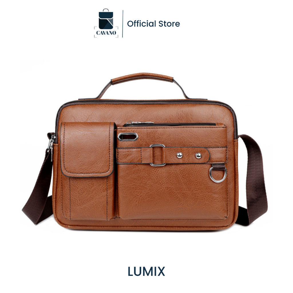 CAVANO LUMIX Tas Selempang Pria Kulit PU Premium Multi Fungsi Travel Waterproof Sling Bag Cowok Tas 
