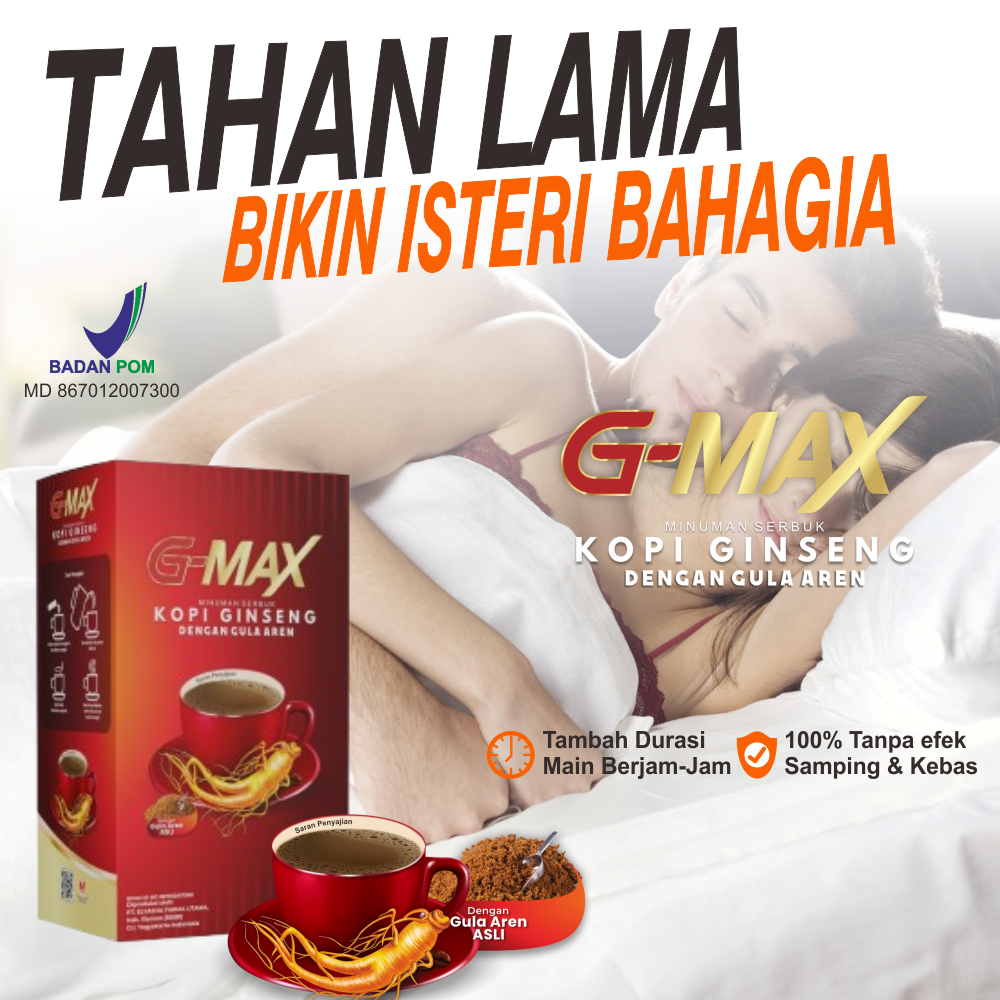 GMAX - Minuman Kopi Stamina Pria Kuat Tahan Lama Original Extra Gingseng dan Gula Aren HALAL BPOM