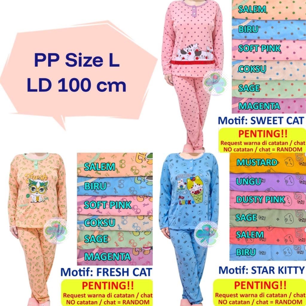 Baju Tidur PP Babydoll Dewasa Lengan Panjang