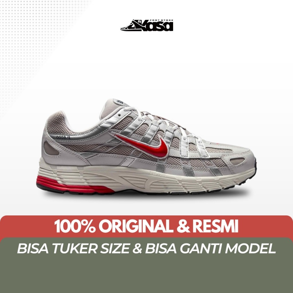 Sepatu Lari Pria NK P-6000 P6000 P 6000 College Grey Vast Grey Phantom Fire Red