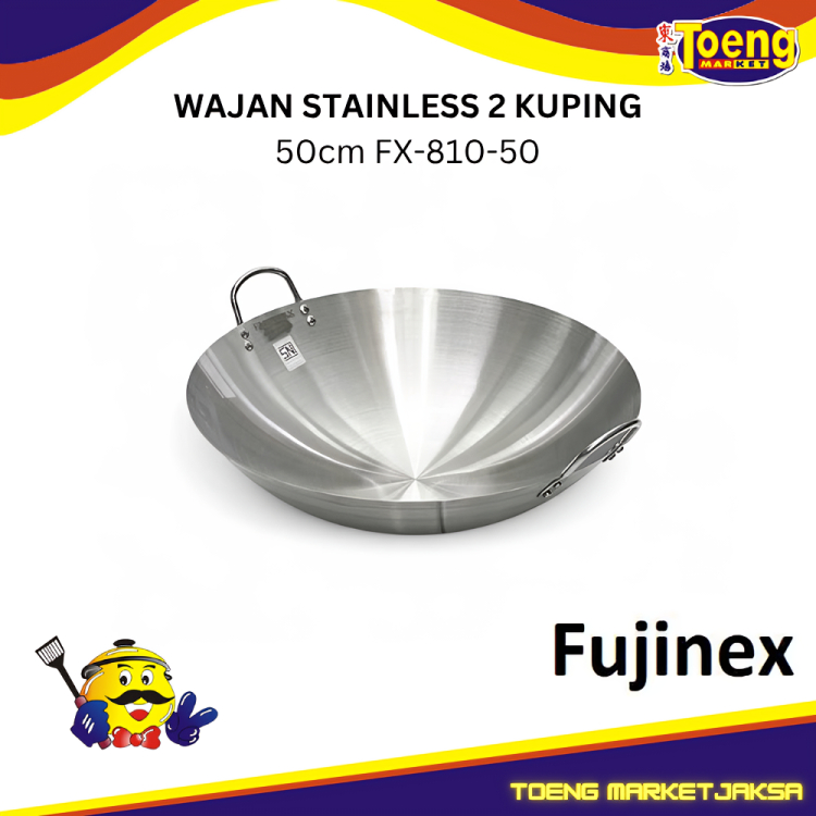Wajan Stainless Steel 2 Kuping -  Wajan Masak Stainless 50cm FX-810-50 FUJINEX