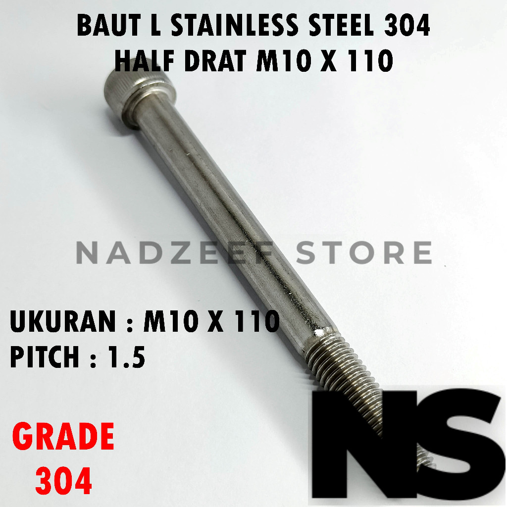 Baut L Stainless Steel M10X110 M10 X 110 Half Drat