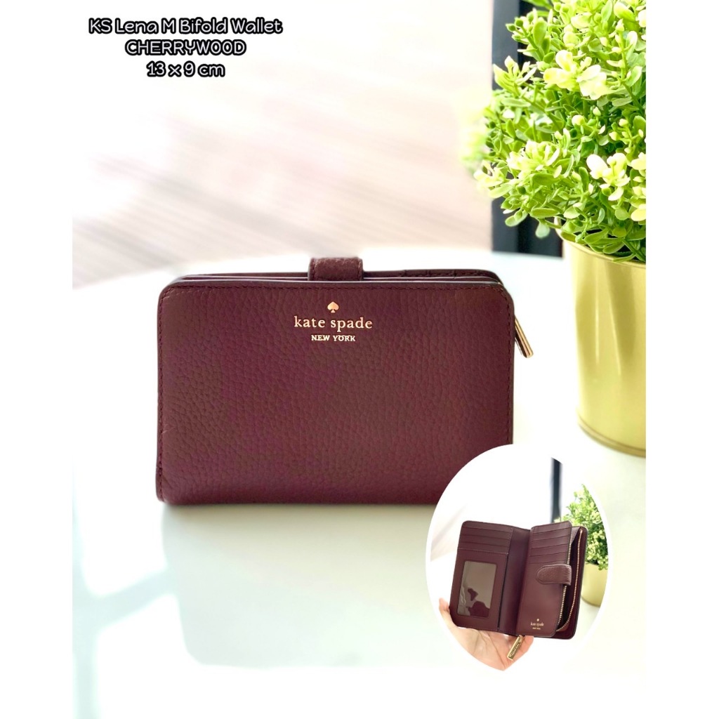 Dompet Wanita Branded KS Lena Medium Compact Bifold Wallet 100% Original 13 x 9 CM