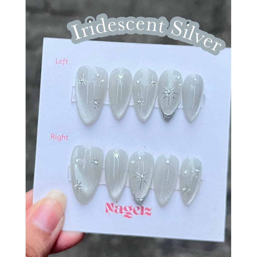 Iris Silver - PRESS ON NAIL / KUKU PALSU / NAIL ART / KUKU PALSU MURAH / KUKU PALSU MEDAN / PRESS ON
