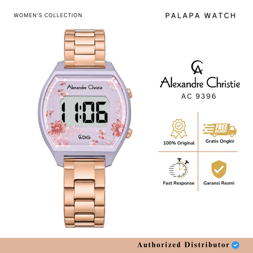 Jam Tangan Wanita Alexandre Christie AC 9396 / AC 9395 / AC 9338 Digital Rantai Original
