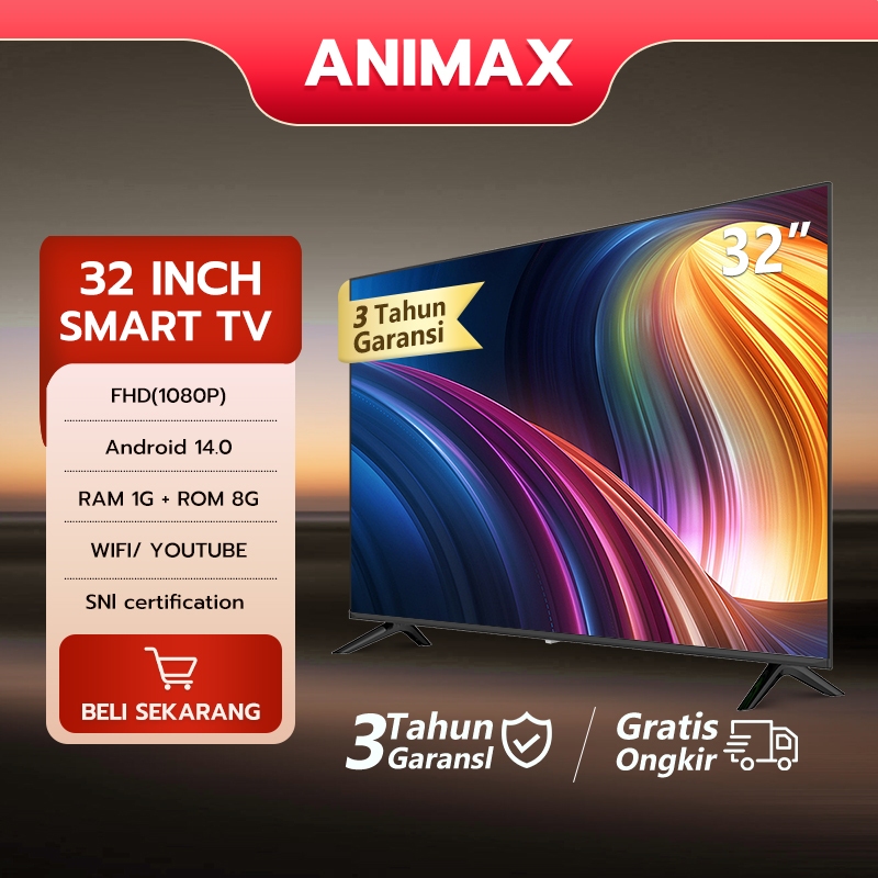 ANIMAX Smart TV LED 32/40/43 inch tv led  FHD Digital Televisi Android 14.0 WIFI-Web Browser-Youtube