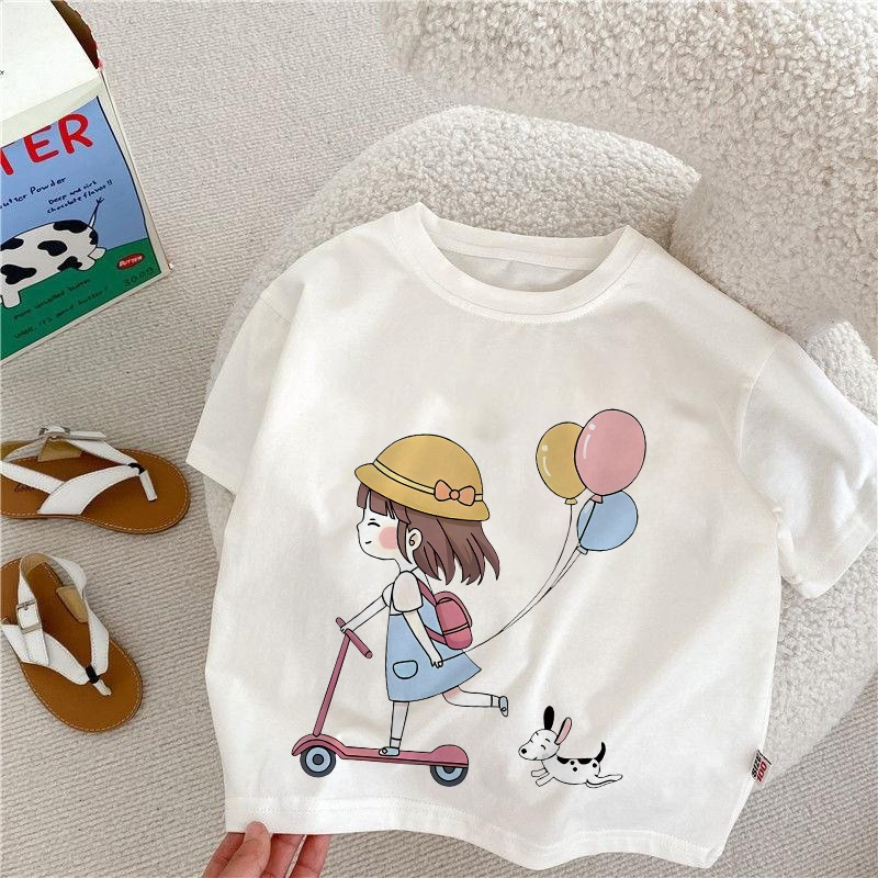 Dailyway Baju Kaos Anak Perempuan | T-shirt Terbaru Import Untuk usia 2-12 Tahun | Cetakan gadis bal