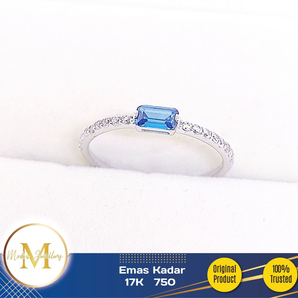 MODIS JEWELLERY - Cincin Cuse Listring Putih - Emas 17k 750