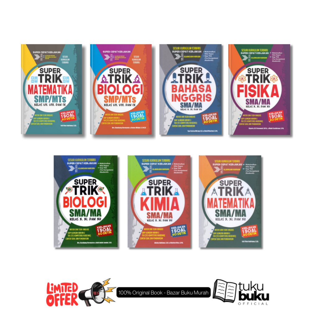 BUKU SUPER TRIK BIOLOGI SMP - SUPER TRIK MATEMATIKA SMP - SUPER TRIK BAHASA INGGRIS SMA - SUPER TRIK