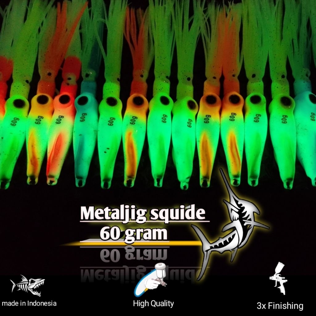 metal jig cumi 60gram full gid terbaru, termurah, umpan pancing, fast jiging, slow jiging, squid men