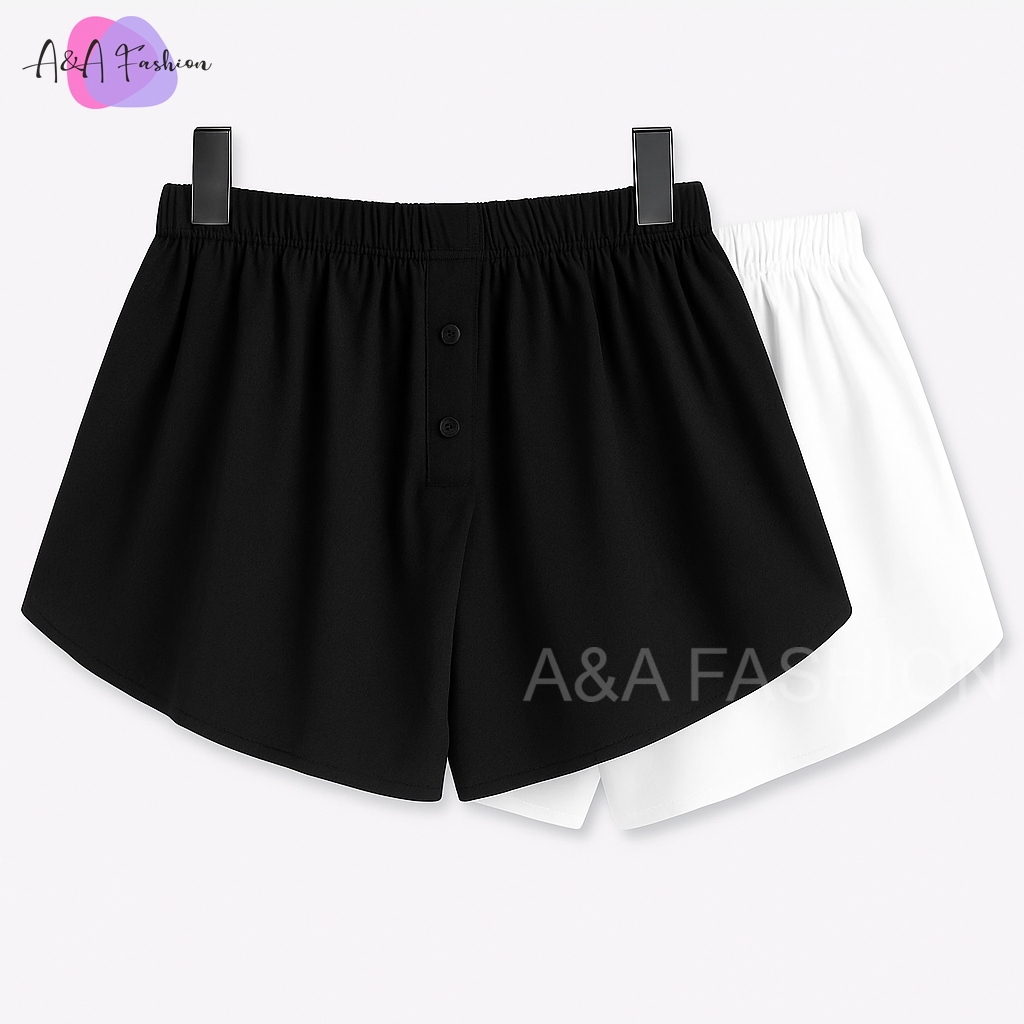 Rok Kemeja Palsu Wanita - Fake Layering Pelapis Kaos 2 Lapis | Inner Rok Pendek Kancing Dewasa
