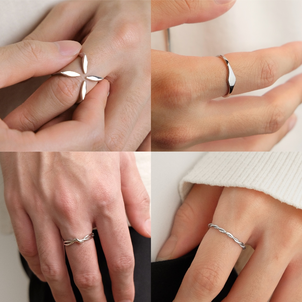 Arnae Archive — Cross Open / Weaving Vine / Olive Branch / Oblique Band Ring — Cincin Couple Unisex 