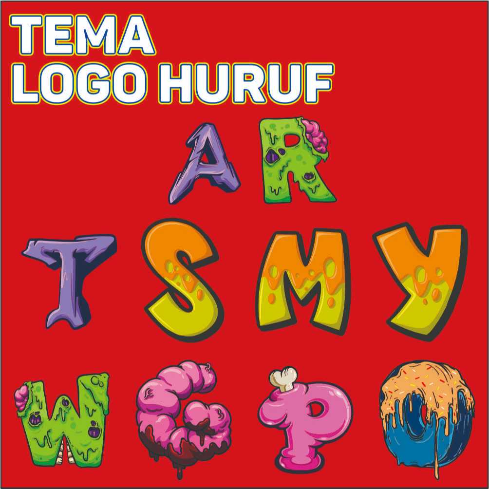 SABLON SETRIKA SATUAN TEMA LOGO HURUF VOL.1 / SABLON DTF LANGSUNG PAKAI