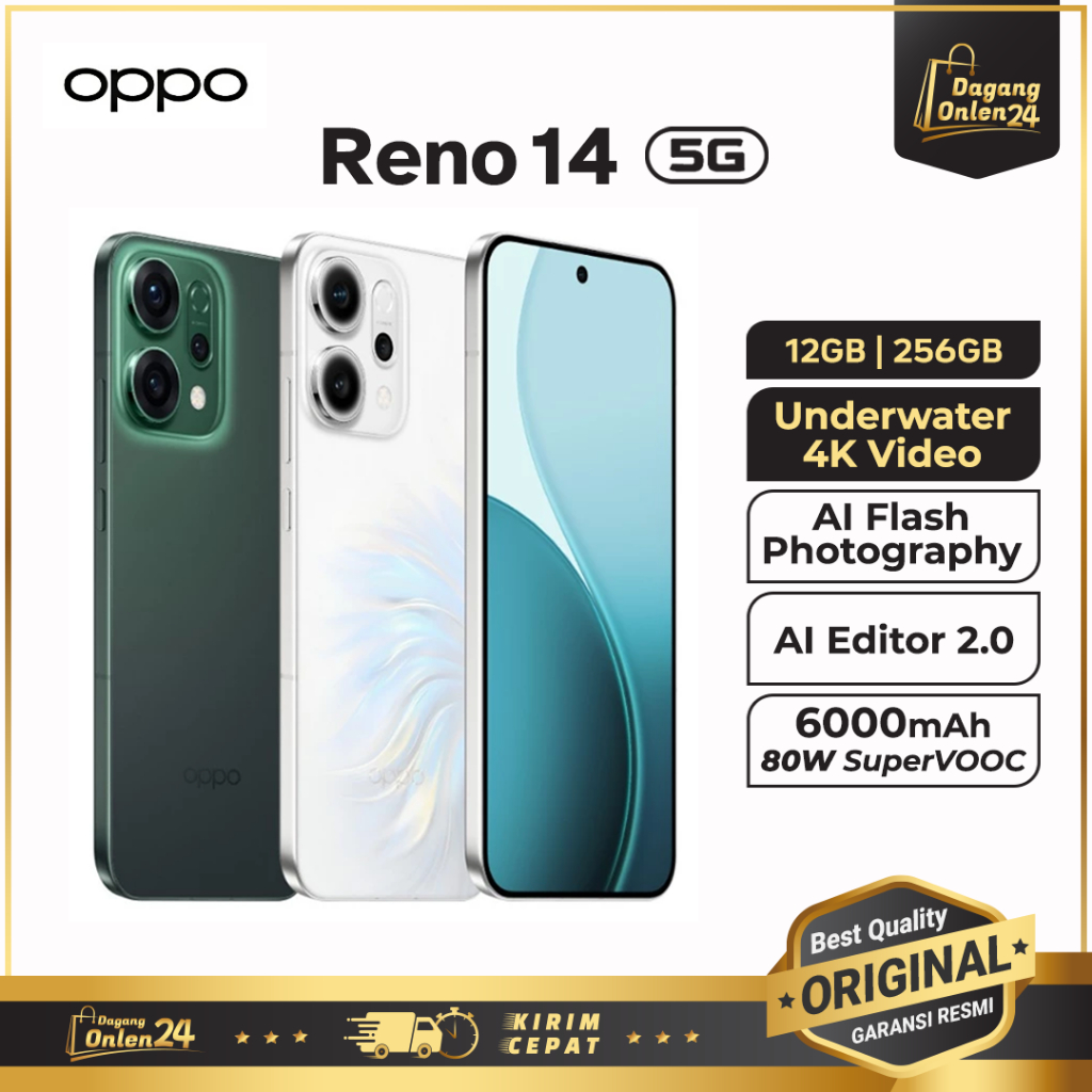 OPPO Reno14 5G 8/256GB & 12/256GB Underwater Photography Oppo HP Terbaru 2025 Original Garansi Resmi