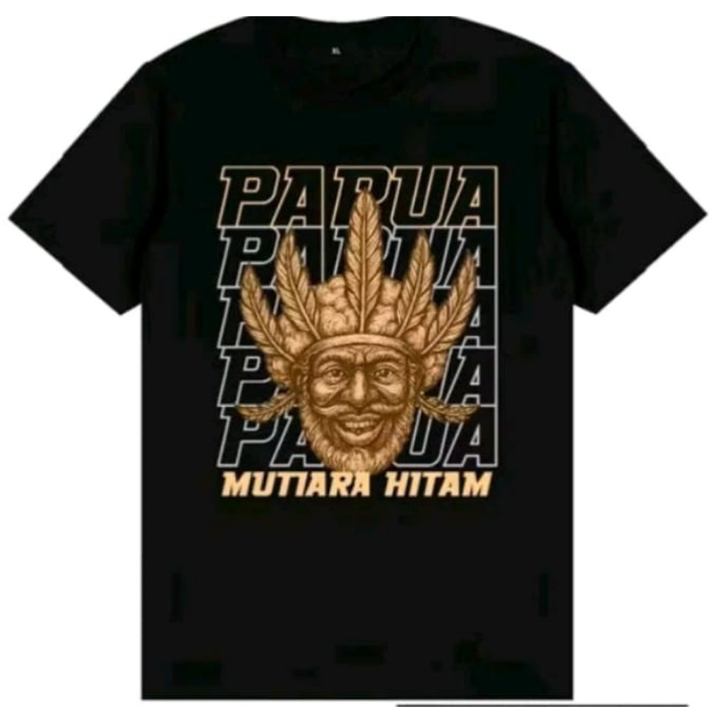 Kaos T-shirt _ MUTIARA HITAM // PAPUA _ KAOS DISTRO VIRAL KEKINIAN _ Unisex Kaos Hitam Peria Dan Wan