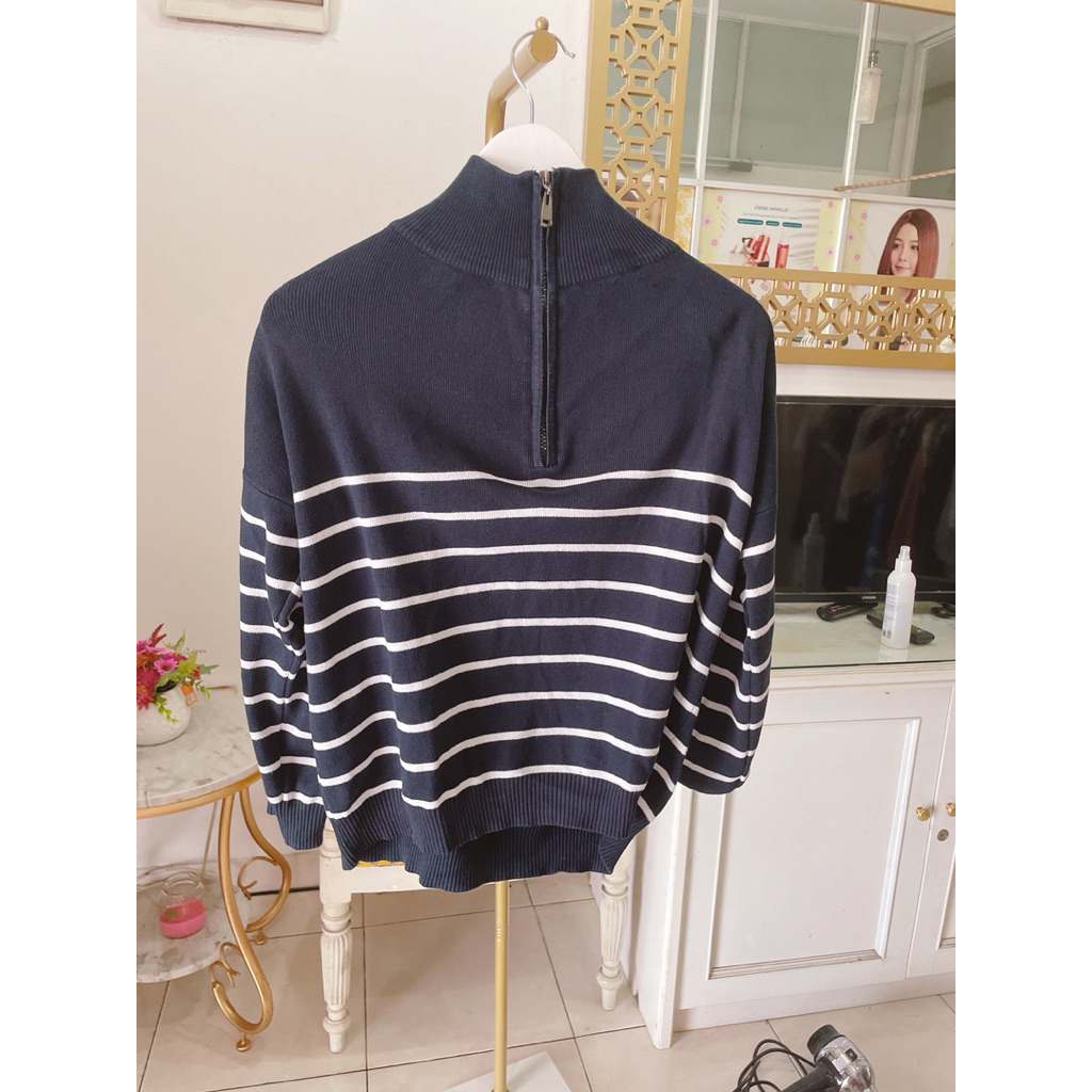 Co Link Luneta Stripes Sweater Top Cardigan Mewah Dan Cakep