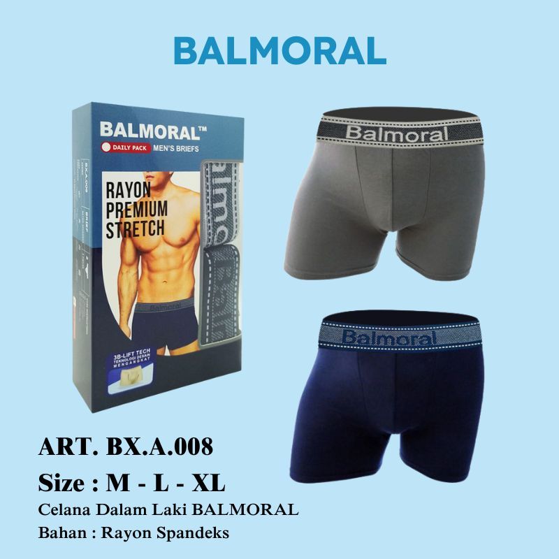 Balmoral Boxer Celana Dalam Pria Rayon Spandex 2 Pcs BX.A.008