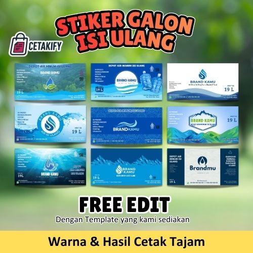Stiker Galon Isi Ulang Tahan Air dan UV