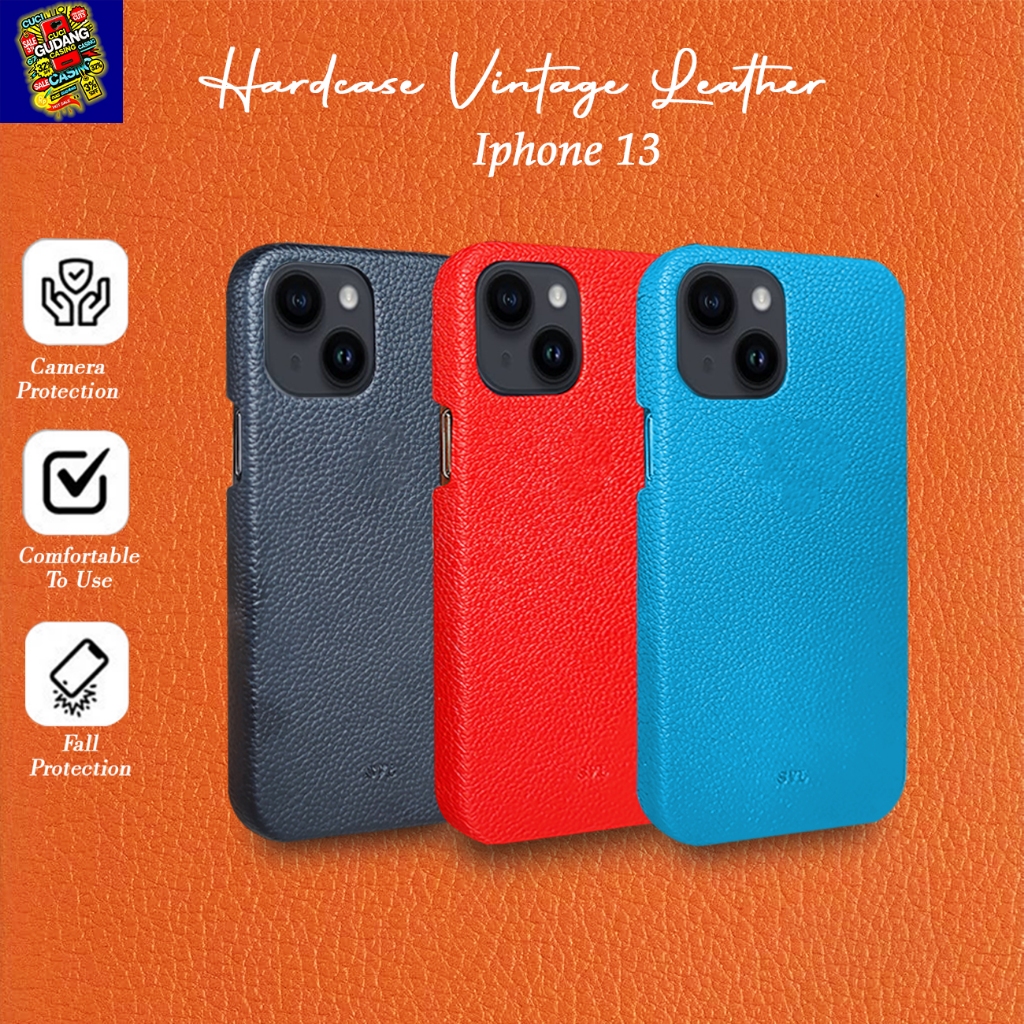 [CUCI GUDANG] Hardcase SVL Vintage Iphone 13 Leather case Microfiber