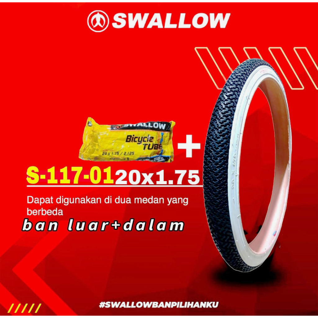 ban luar dalam sepeda 20 x 1.75 SWALLOW / ban luar 20 x ban sepeda 20 in