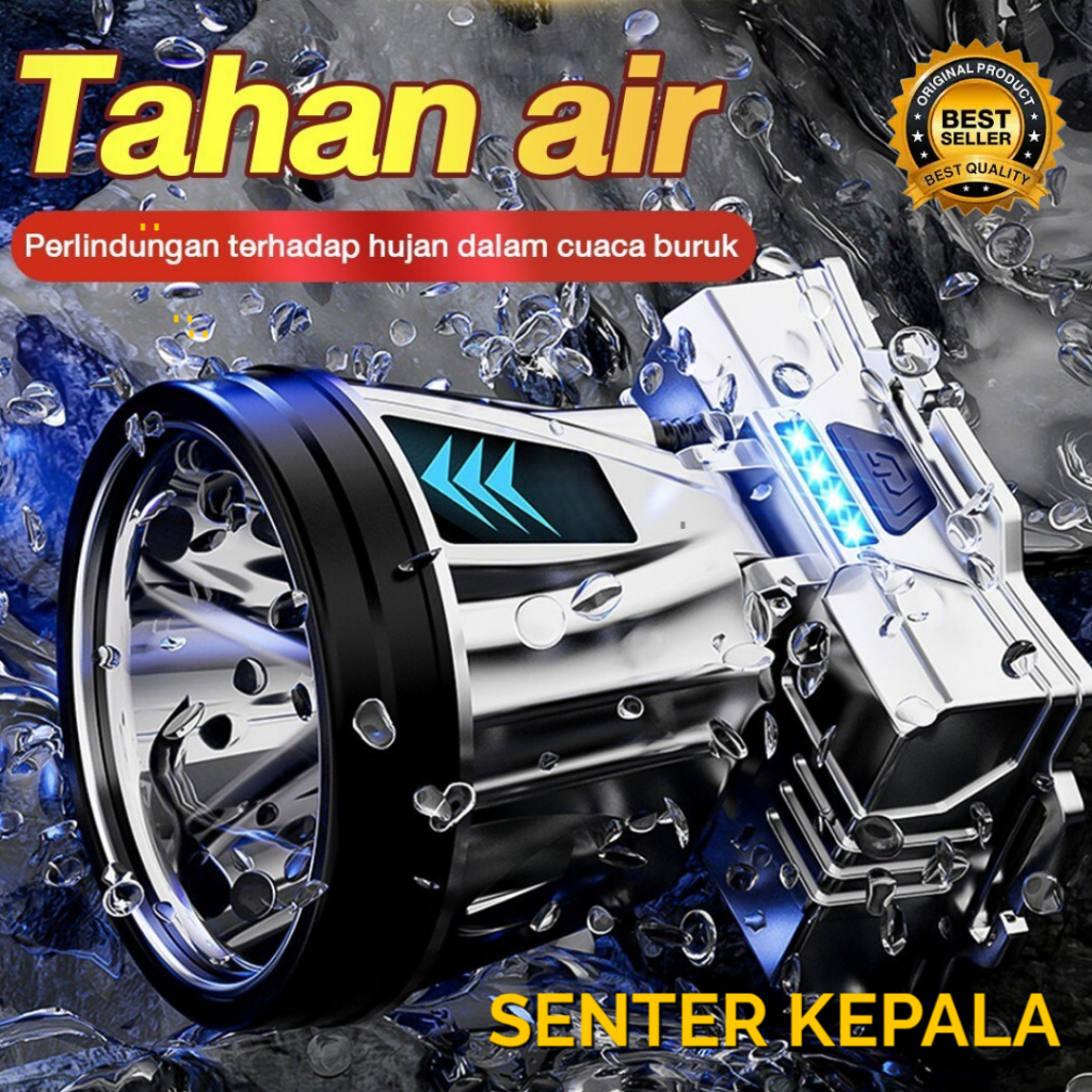 [ BISA COD ] Headlamp outdoor Senter kepala 300 watt super terang cas listrik jarak jauh 500m senter