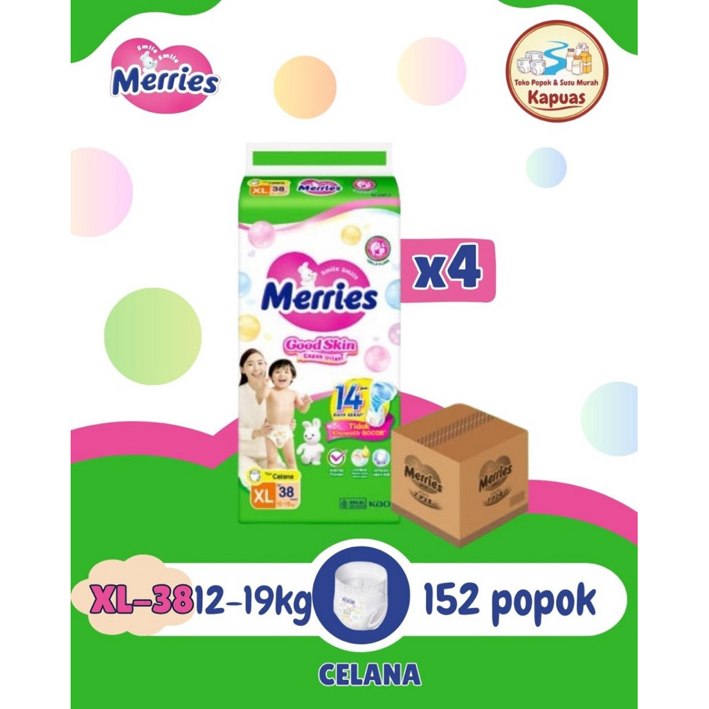 Merries Pants Good Skin XL38 Paket Hemat Perkarton Isi 4x38pcs