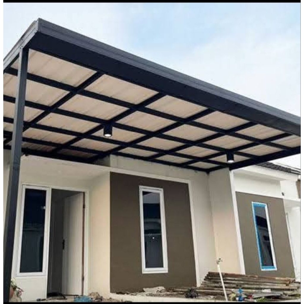 Kanopi teras / carport atap alderon double rangka besi