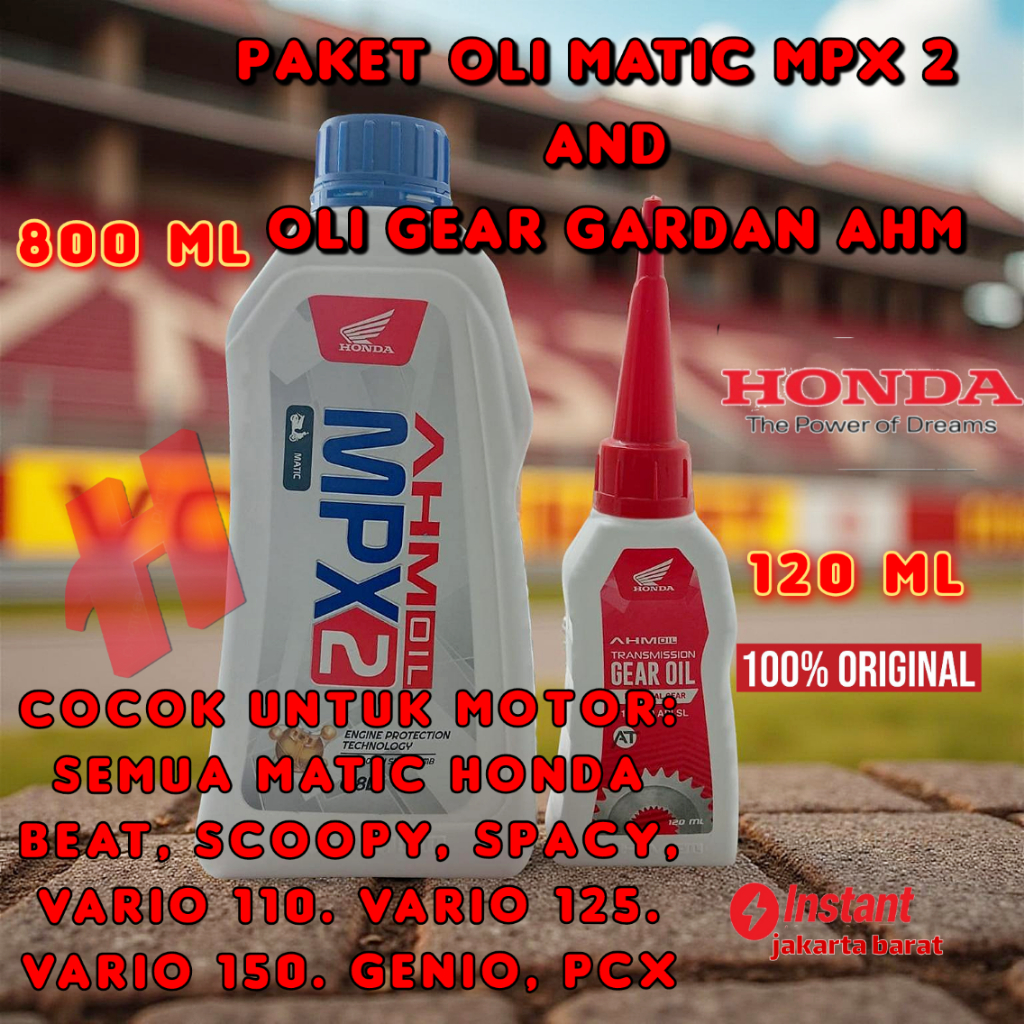 ORI PAKET MURAH OLI MPX2 800ML+OLI GEAR GARDAN120ML ORIGINAL AHM HONDA MOTOR MATIC VARIO BEAT SCOOPY