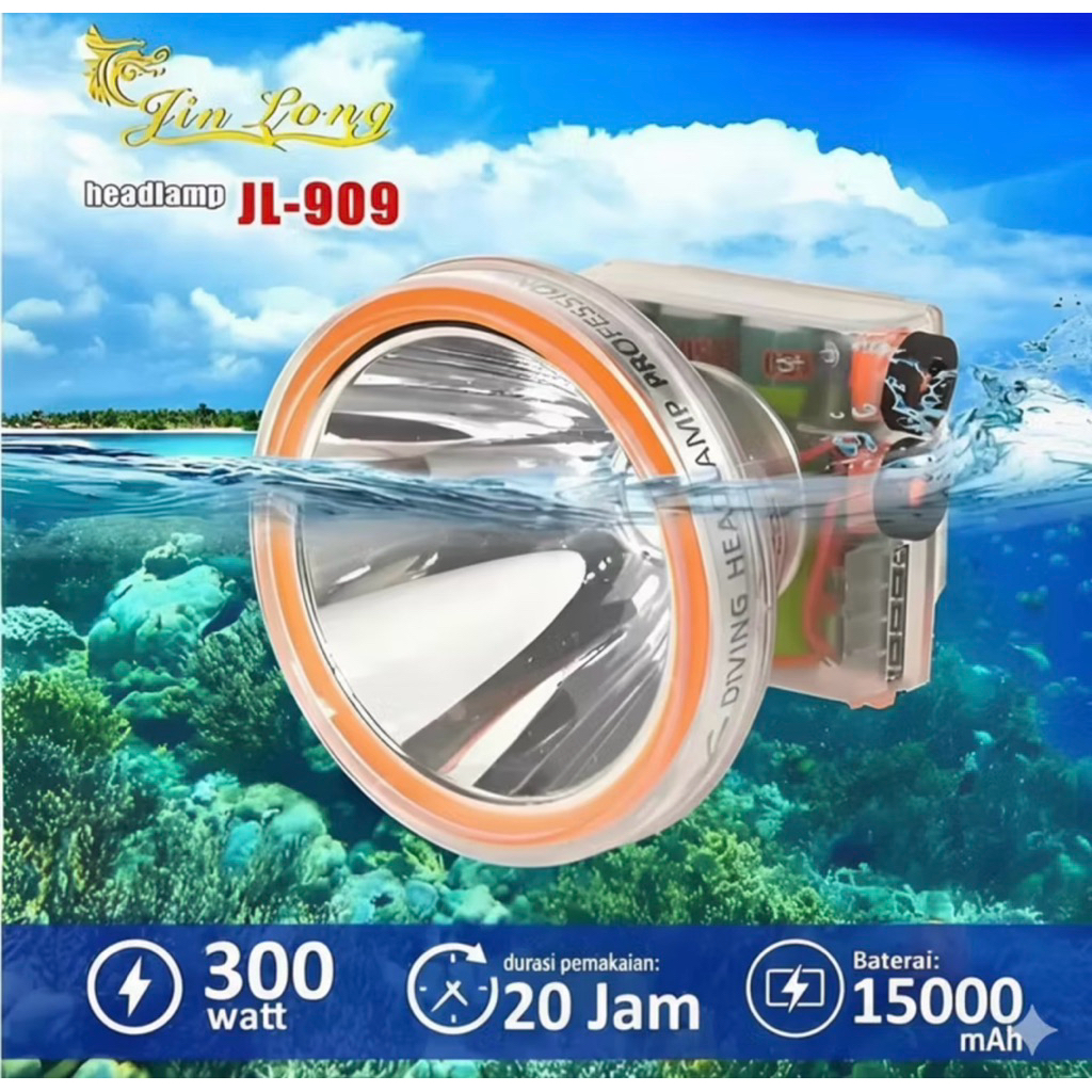 SENTER  KEPALA SELAM WATERPROOF  TAHAN AIR BATERAI  TAHAN LAMA JINLONG JL-909