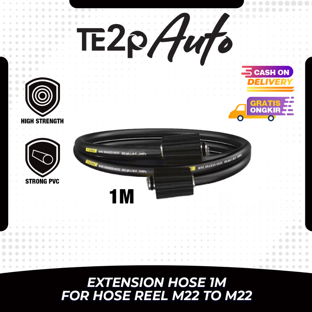 Te2p Auto Hose Extension Hose Reel Mesin Jet Cleaner Panjang Selang 1 Meter M22 x 15mm To M22 x 15mm