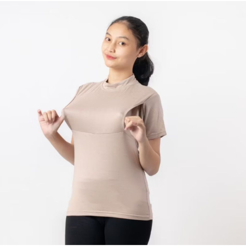 Manset Busui Lengan Pendek||Baju Ibu Menyusui Bukaan Samping||Inner Kaos Bunsui Premium
