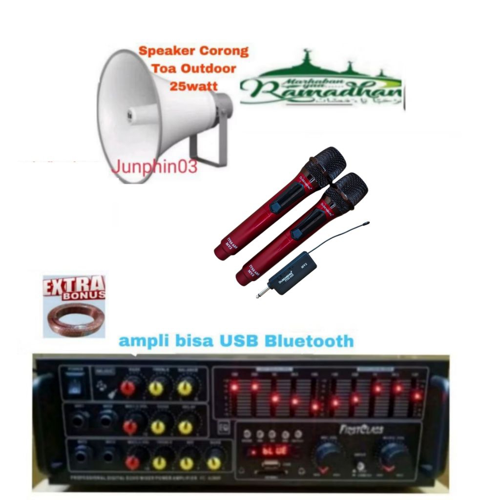 paket sound system mushola corong toa 25watt plus mic wireless