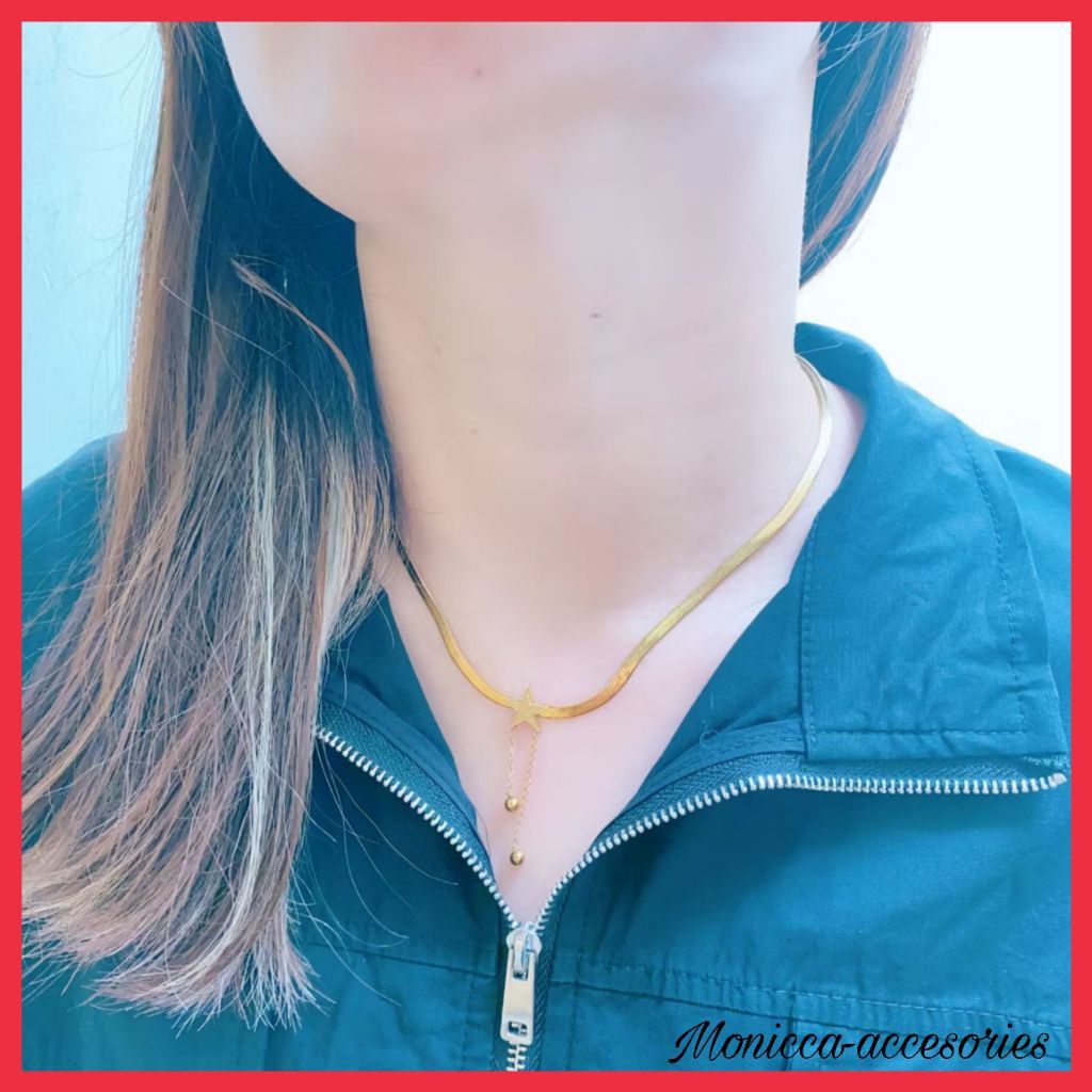 monicca-kalung titanium terbaru wanita premium motif tipis