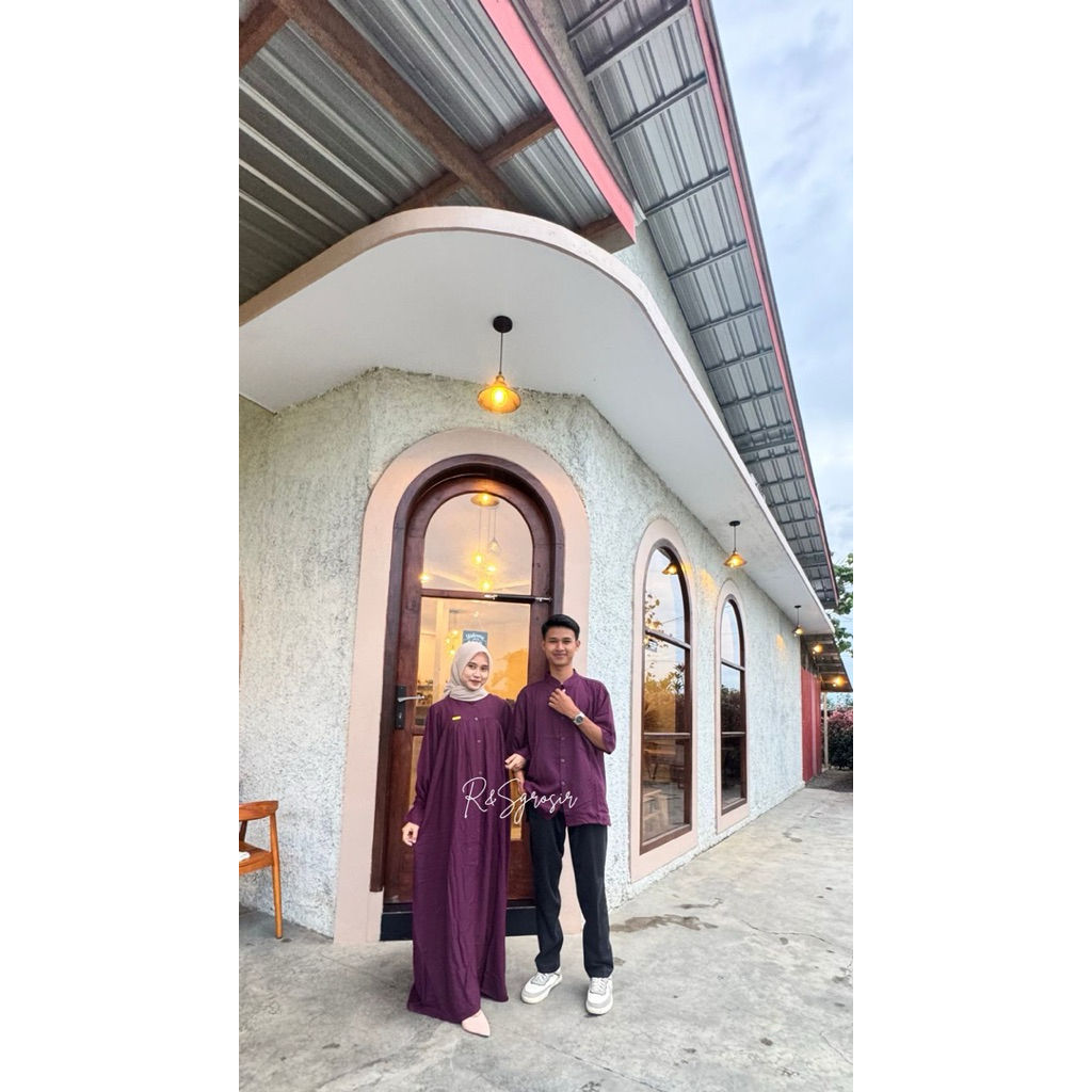 R&SGrosir PAKET COUPLE ELMAR KOKO & GAMIS CALISTA Bahan Katun Rayon Twill High Quality Dress Basic M