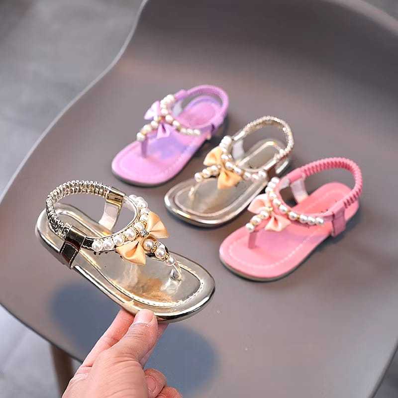 sandal anak perempuan model pita mutiara cantik / sandal anak perempuan usia 1 sampai 8 tahun / sand