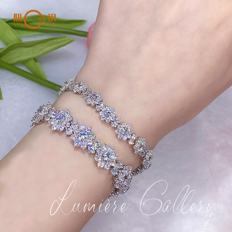 925 gelang bunga matahari perak wanita kelas atas penuh berlian dalam desain khusus fashion gelang b
