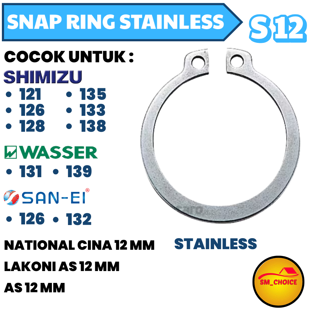 SNAP RING FULL STAINLESS S12 S 12 S-12 AS 12MM CIRCLE CLIP STAINLESS KLIP PENGUNCI SNAPRING EXTERNAL