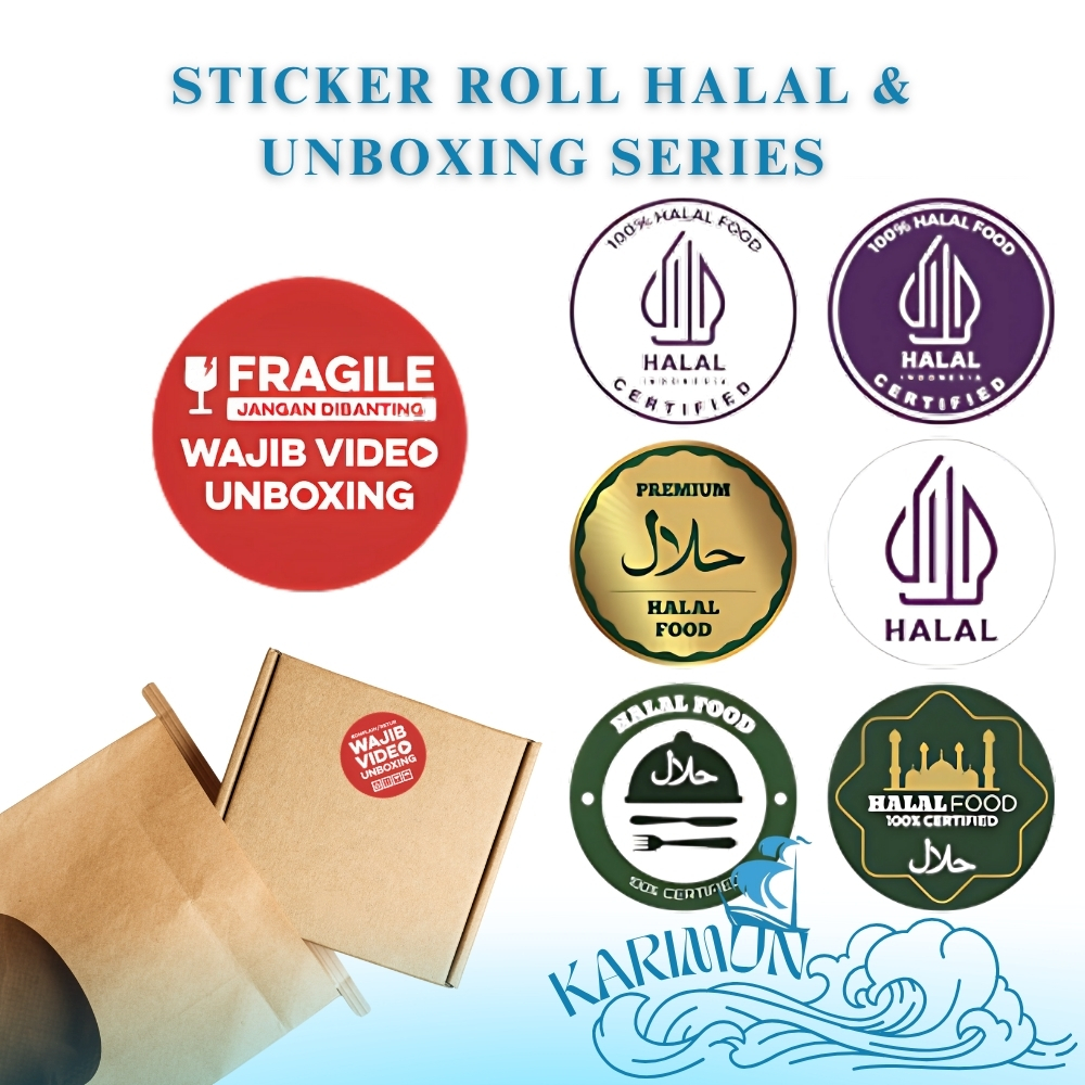 Stiker Halal Wajib Unboxing 500pcs Label Bulat Sticker Kemasan Segel Packing SS001