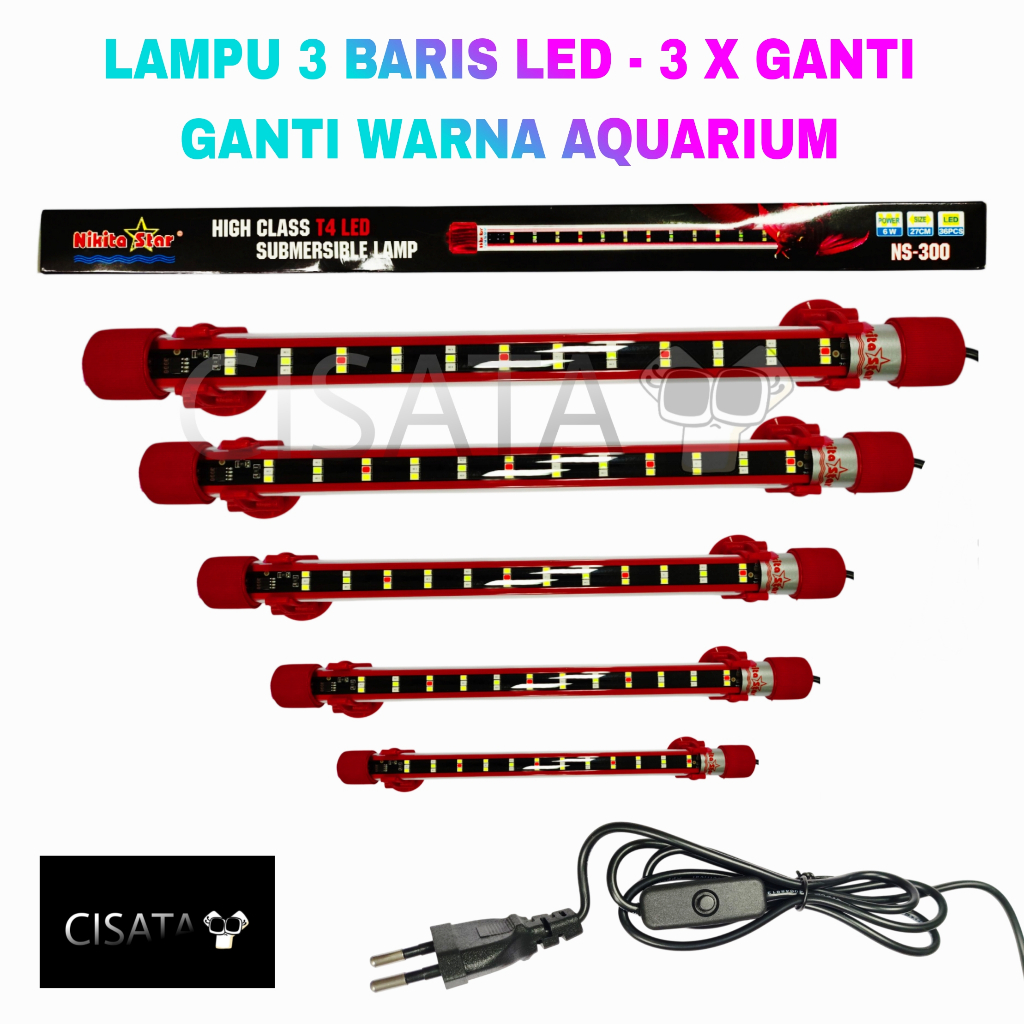 LAMPU LED AQUARIUM NIKITA STAR 3 BARIS (3 MODE WARNA) - 20 CM SAMPAI 60 CM