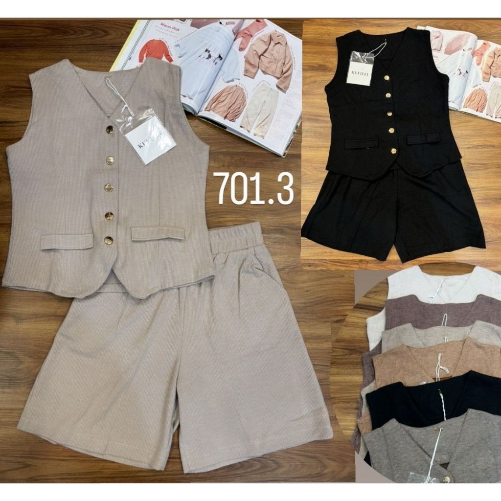 SETELAN WANITA 7013# 701.3# VEST CELANA PENDEK KNIT PREMIUM CAKEP BANGET KEKINIAN FASHIONABLE